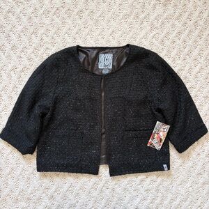 NWT - Volcom Chic Black Tweed Short Sleeve Cardigan